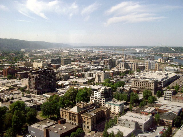 Photo of the North Park Blocks from the US Bancorp Tower.
