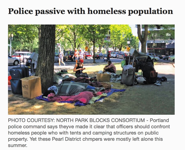 Portland Tribune Police Passive with Homeless Population North Park