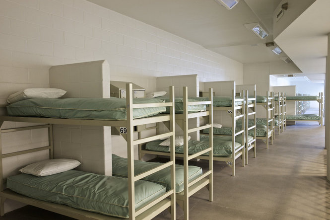 Unused bunks at Wapato [Thomas Boyd/The Oregonian]