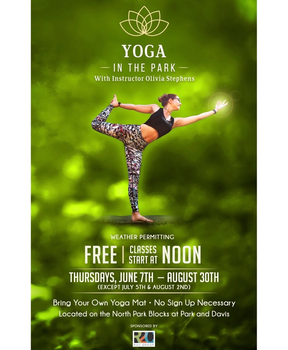 Free yoga in the North Park Blocks Summer 2018
