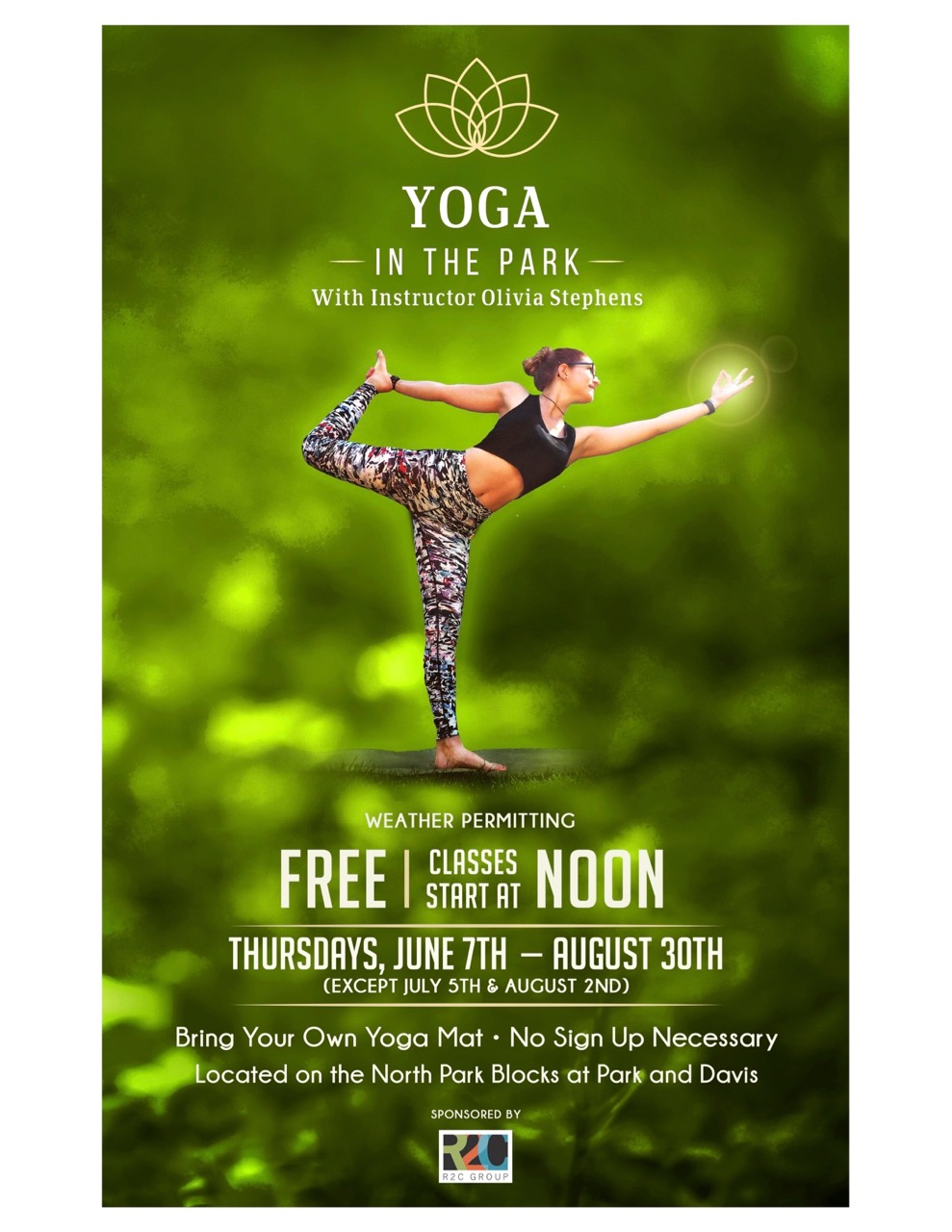 Free yoga in the North Park Blocks Summer 2018